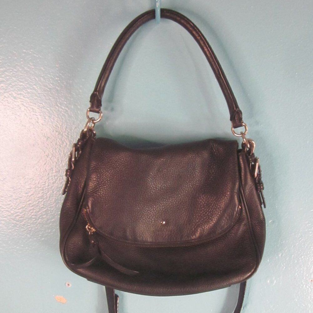 Kate Spade Black Pebbled Leather Purse Shoulder Bag Flap Top Bag